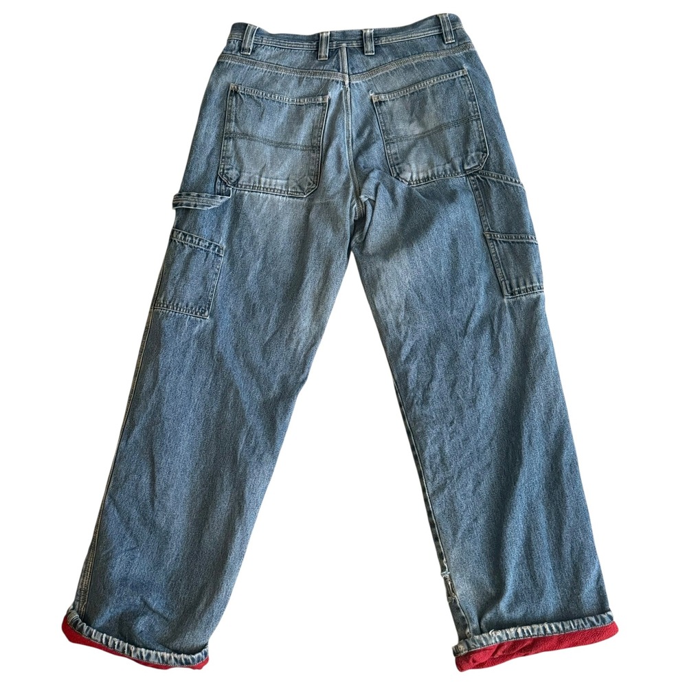 VTG Y2K Mens 32x34 Faded Glory Fleece Lined Carpenter Denim Blue Jeans Pants - Picture 5 of 5